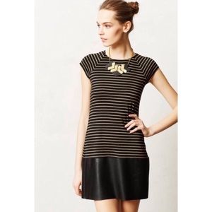 Bailey 44 Striped Dress with Faux Leather Skirt